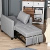 Convertible Sofa Lounger Chair Bed Multi-Functional Sleeper Recliner with Tufted Upholstered Fabric, Adjustable Angle Backrest, and Pillow - 4 of 4