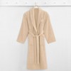 Linum Home Textiles 100% Turkish Cotton Unisex Personalized Terry Bathrobe Beige in White Script Font - 2 of 3