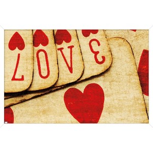 Trends International Tom Quartermaine - Playing Cards with Love Framed Wall Poster Prints - 1 of 4