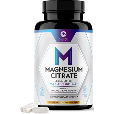Nature's Peak Magnesium Citrate 1000mg Capsules - Extra Strength Magnesium Supplement