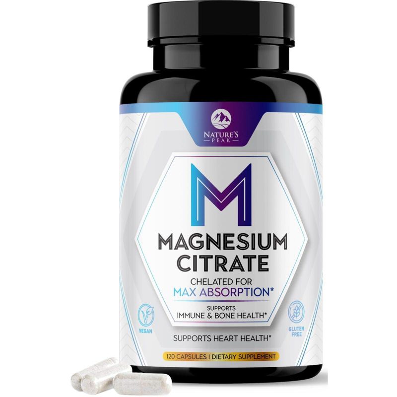 Nature's Peak Magnesium Citrate 1000mg Capsules - Extra Strength Magnesium Supplement, 1 of 8