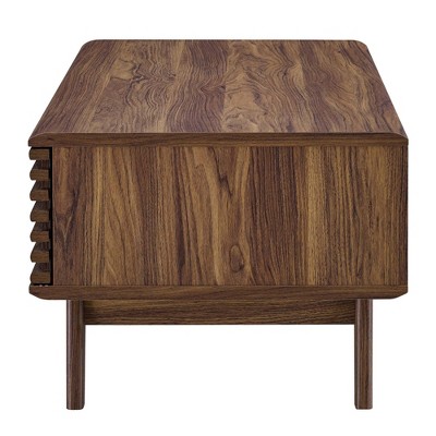 Mid-Century Modern Walnut Grain Laminate Coffee Table, 43 in