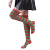 Striped Patterned - Over the Knee - Socks from the Sock Panda (Women's Sizes Adult Medium) - Green and Red - Christmas Colors - 2 of 3