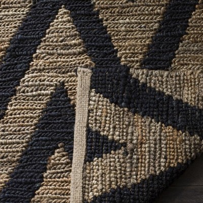 Eco-Friendly Hand-Knotted Black and Natural Jute 3' x 5' Area Rug