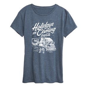 Women's - Coca-Cola - Holidays Are Coming Truck Short Sleeve Graphic T-Shirt - 1 of 4