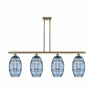 Vaz - 4 Light Stem Hung Island In Industrial Style-10.38 Inches Tall and 48 Inches Wide