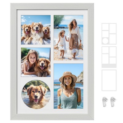 SONGMICS A4 Picture Frame Collage for Wall Decor, 4x6 Multi Photo Frame for Desk, 8x10, 8x12 or 4x4 Photos with 3 Mats, 9x12 Without Mat, Glass Front