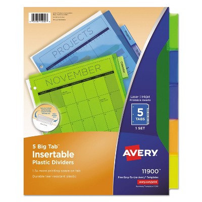 Avery Big Tab Insertable Plastic Reference Dividers Multicolor Tabs (11900) 486110