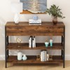 FCH Side Frame Double X Cross with Single Large Drawer Particle Board Iron Frame 100*30*80.5cm Vintage Brown Panel Black Frame Entryway Table - 3 of 4