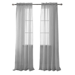 Olivia Gray Celine Sophisticated Sheer Curtain Panel 55" x 90" - Charcoal - 1 of 4