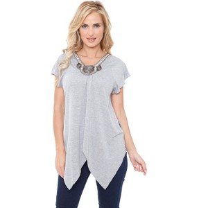 Women's Embellished V-Neck Fenella Top Tunic - White Mark - 1 of 2