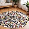 HomeRoots 8' White Round Abstract Non Skid Area Rug - 2 of 4