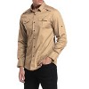 Men's  Cargo Work Shirt Military Casual Slim Fit Long Sleeve Shirts Tops - 2 of 2