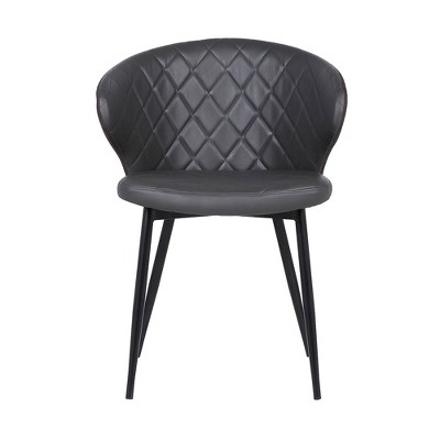 Gray Faux Leather Upholstered Arm Chair with Metal Frame