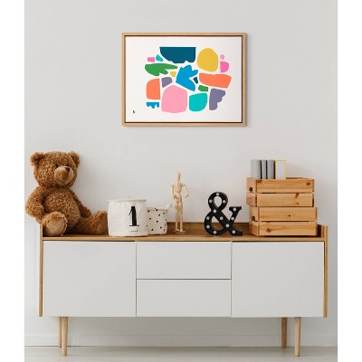 Summer Love Songs Abstract Canvas Art in Natural Frame
