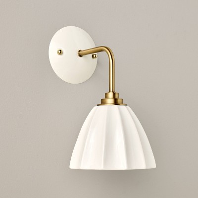 Fluted Ceramic Sconce White/Gold - Hearth & Hand™ with Magnolia