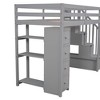 PAGED Simple Wooden Loft Bed Bunk Bed with Desk, Twin Size Bed Frame with 4 Drawers, 3 Shelves, Storage Stairs and Guardrail for Bedroom - 4 of 4