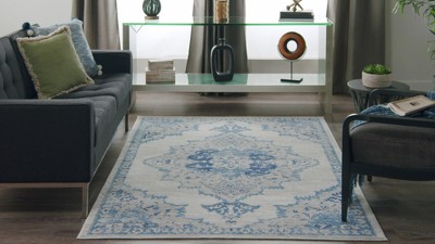 Bohemian Bliss Blue Medallion Flat Woven Area Rug, 2' x 3'