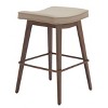 Counter Stool – 27" H With Beige Upholstered Seat & Walnut Faux Wood Steel Frame (Set of 2) By Zuo Modern - 4 of 4