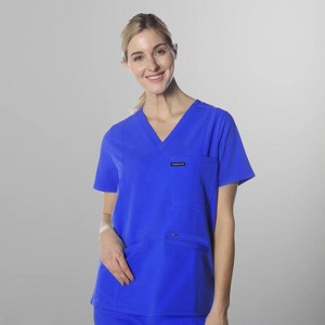 Members Only Palermo V-Neck Scrub Top for Women With Zipper Pocket - 1 of 4