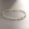 Ross-Simons Sterling Silver and 18kt Gold Over Sterling Cable and Paper Clip Link Station Bracelet - 3 of 4