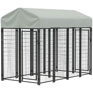 Resenkos Dog House, Doghouse Puppy Shelter,Outdoor Dog Kennel with Two-Room Design, Water-Resistant & Sun-Proof Cover Silver - 1 of 4