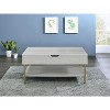 Vynxaria Modern Lift-Top Coffee Table Bottom Shelf, Under-Top Storage, Satin Brass Legs, Plastic Glides, White, Easy Assembly - 3 of 4