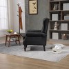 Faux Leather Accent Chair, Button Tufted Wingback Armchair with Wood Legs, Upholstered Bedroom Chair with Rivet Decoration, Leisure Reading Chair - image 4 of 4