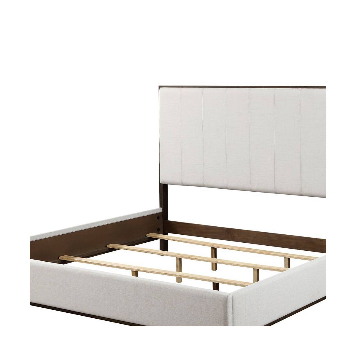 80.25" Eastern King Bed Carena Bed Light Gray Fabric White Brown Finish - Acme Furniture: Contemporary Upholstered Wood Frame - thumbnail 2