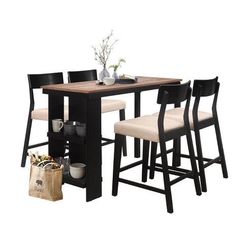 Black pub table with 4 chairs hot sale