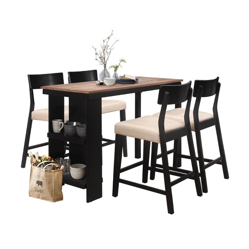 5pc Knolle Park Wood Counter Height, Counter Height Dining Room Table And Chair Set Ikea