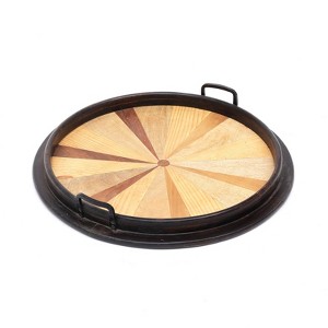 SEVOBAL Serving Platters Handcrafted Round Wooden Serving Tray, Elegant Decor and Functional Platter for Stylish Living, Brown, 23.5"*23.5"*3.5" - 1 of 4