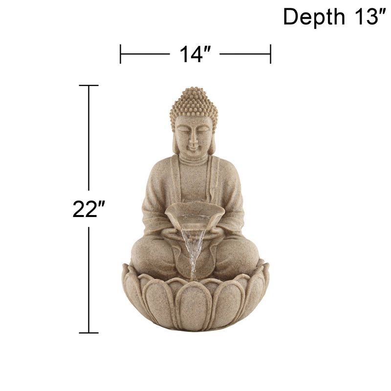 John Timberland Sitting Buddha Zen Outdoor Water Fountain with LED Light 22" for Yard Garden Patio Home Deck Porch Exterior Balcony Meditation, 5 of 12