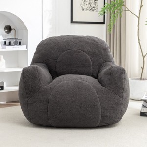 Teddy Fabric Bean Bag Chair with Backrest and Armrests, Foam-Filled Lounge Sofa for Reading and Relaxing, No Assembly Needed-Baofuwish - 1 of 4
