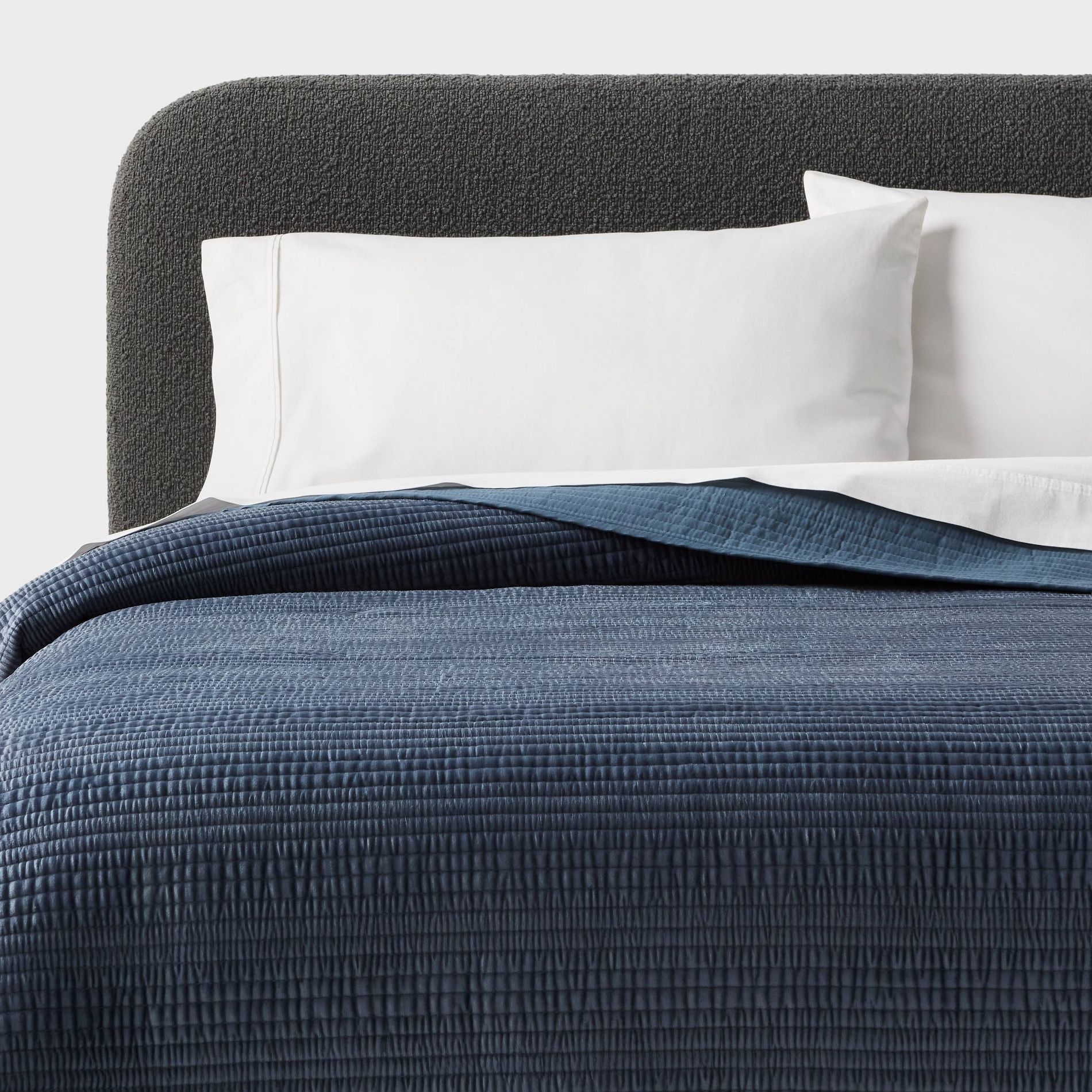 King Ruched Velvet Quilt Blue - Threshold™