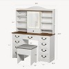 Vanity Desk with Mirror and Adjustable Lights, Makeup Vanity Desk with Drawers, Built-in Power Outlet & USB, Makeup Table for Bedroom - 2 of 4