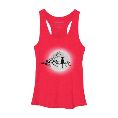Women's Design By Humans The Cat and The Moon By Maryedenoa Racerback Tank Top