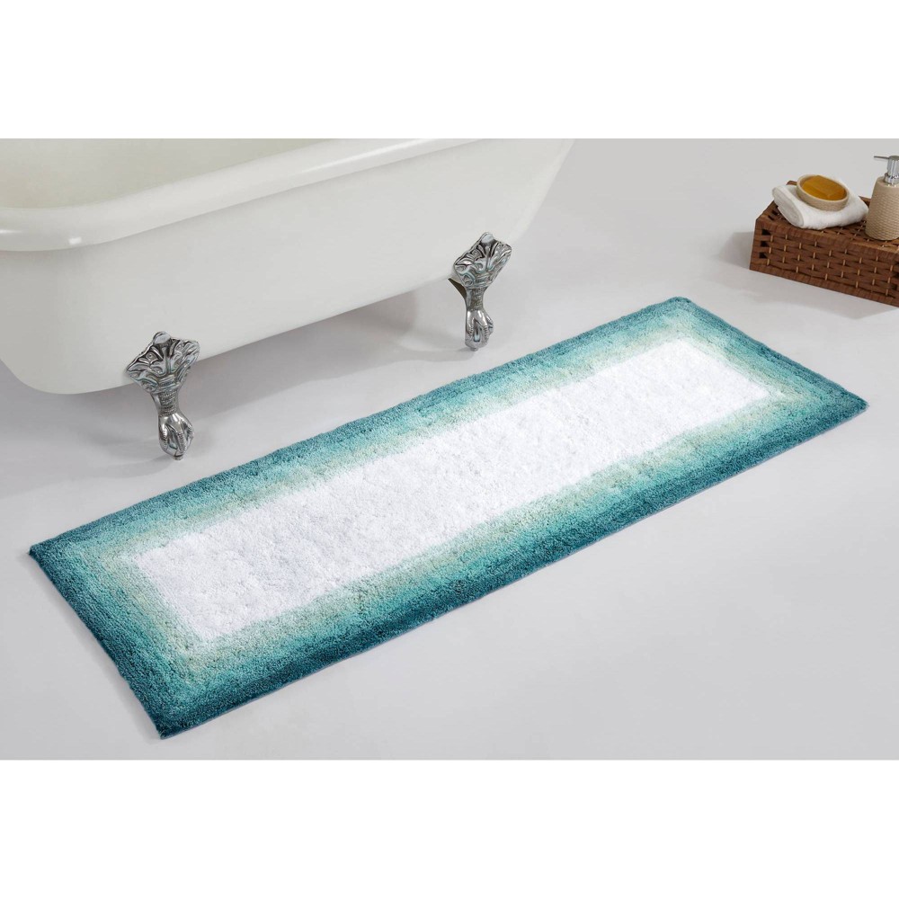 20inx60in Torrent Collection 100% Cotton Bath Rug Turquoise - Better Trends
