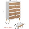Rattan 5 Drawer Dresser for Bedroom, Chest of Drawers with Deep Drawers, Large Double Dresser for Closet with Wide Top, Tall Wooden Dresser - 2 of 4