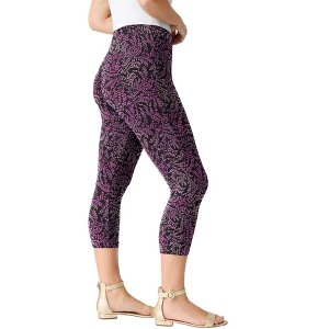Roaman's Women's Plus Size Essential Stretch Capri Legging - 1 of 4