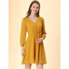 Allegra K Women's Swiss Dots Elastic Waist 3/4 Sleeve A-line Solid Flowy Chiffon Dress - 2 of 4