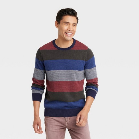 Ae striped crew neck sweater sale