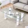 Syemin Rectangular Side Table Set, Two-Layer Coffee Table with Tempered Glass Top for Modern Living Room, Clear, 47.2"*25.6"*17.5" - 2 of 4