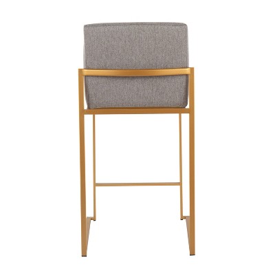 Adjustable Gold Steel and Grey Fabric Backless Stool