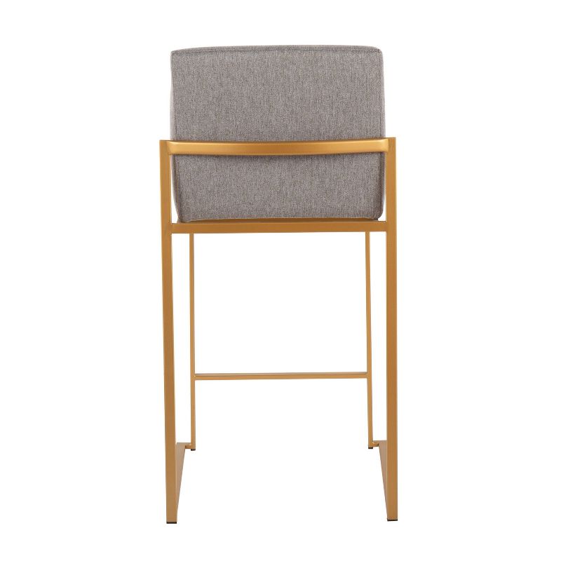 Set of 2 FujiHB Polyester/Steel Counter Height Barstools Gold/Gray - LumiSource, 6 of 10
