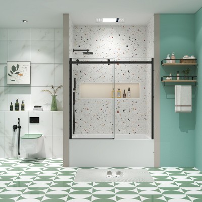 NicBex Shower Door 56-60" Wx74"H Sliding Shower Door with 5/16" (8mm) Tempered Glass with Reversible Installation