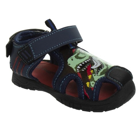 Rugged Bear Boys Mighty Dinosaur Hook And Loop Closed Toe Sport Sandals.  (toddler/little Kids). - Navy/red, 5 : Target