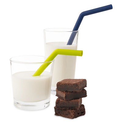 U Konserve Silicone Straws, Set of 2, Lime & Navy