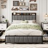 Linen Upholstered Platform Bed Frame with Storage Headboard and 2 Drawers,Built-In Charging Station, Heavy Duty, No Box Spring Required, Easy Assembly - 3 of 4