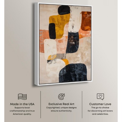 Large Multicolor Abstract Canvas Wall Art with White Frame